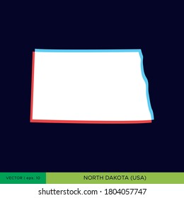 Modern color map of North Dakota-state of USA on blue background vector design