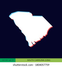 Modern color map of South Carolina-state of USA on blue background vector design