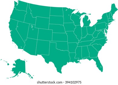 Modern color Map - USA with federal states.