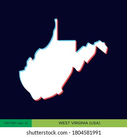 Modern color map of West Virginia-state of USA on blue background vector design
