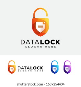 modern color security data lock logo design vector template