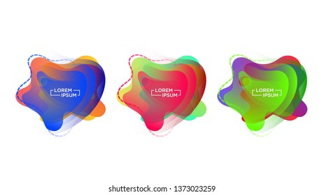Modern Color set abstract liquid shape, halftone patterns, fluid color overlap gradient background