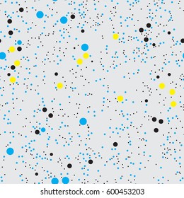 Modern color stylish texture. Chaotic circles seamless pattern. Template for prints, wrapping paper, fabrics, covers, flyers, banners, posters and placards. Vector illustration. 