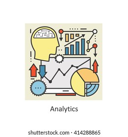 Modern color thin line concept analytics. Art design vectors collection, Flat Style. Logo Concepts  for Trendy Designs. 