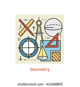 Modern color thin line concept of geometry for school, university and training. Art design vectors collection, Flat Style. Logo Concepts  for Trendy Designs.