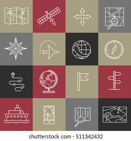 Modern color thin line concept of mathematics on a black background. Vector illustration with different elements on the subject mathematics. Logo Concepts for Trendy Designs.