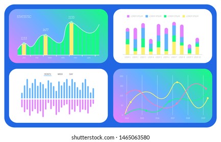 Modern color ui graphics and charts infographics 