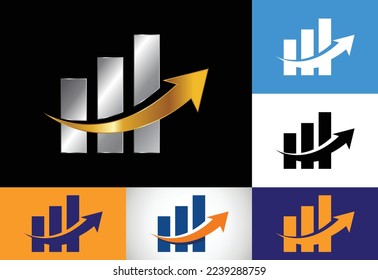 Modern color variation finance and accounting logo design vector template