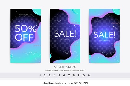 Modern color vector cover template. Light fashion fluid shapes editable composition with clipping mask. Futuristic design poster