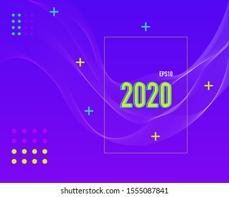 Modern colored 2020 line background vector.