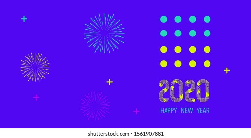 Modern colored 2020 line background vector.