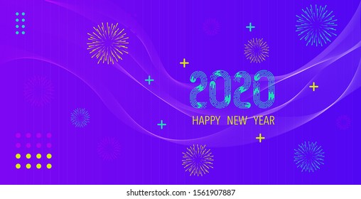 Modern colored 2020 line background vector.