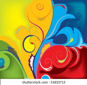 Modern colored background with flowers