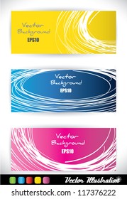 modern colored banners with hand made line