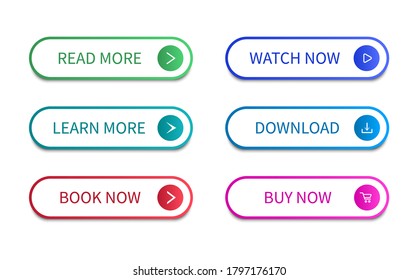 Modern colored buttons set. For web site and ui. Vector