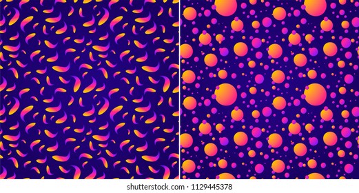 Modern Colored  Gradient Circle Seamless Patterns Set