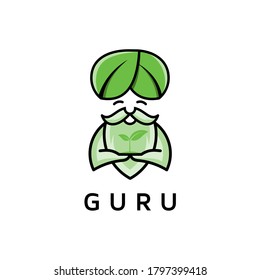 Diseño de plantillas de logotipo de gurú verde de color moderno. Ilustración del vector