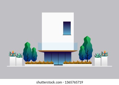 Modern colored house collage in vector with flat design. Flat style modern illustrated houses buildings. house vector illustration. 