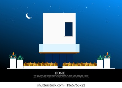 Modern colored house collage in vector with flat design. Flat style modern illustrated houses buildings. house vector illustration. 