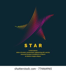 Modern colored logo star in a futuristic style. Vector illustration on a dark background for advertising