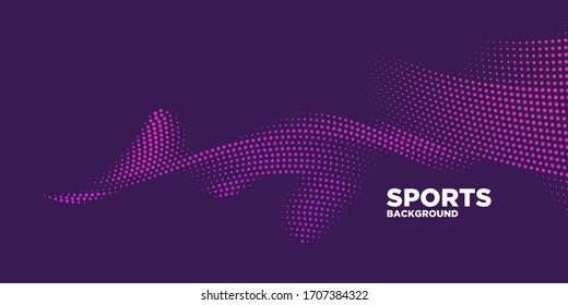 Modern colored poster for sports.  Wave with dots created using blend tool - Vector Illustration