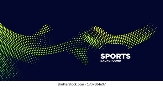 Modern colored poster for sports.  Wave with dots created using blend tool - Vector Illustration
