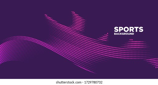 Modern colored poster for sports.  Wave with dots created using blend tool - Vector Illustration