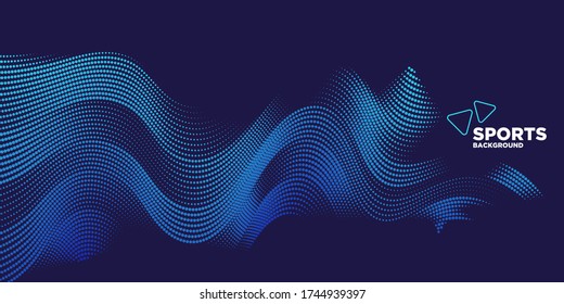 Modern colored poster for sports.  Wave with dots created using blend tool - Vector Illustration