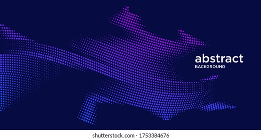 Modern colored poster for sports.  Wave with dots created using blend tool - Vector Illustration