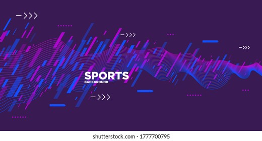 Modern colored poster for sports.  Wave with lines created using blend tool - Vector Illustration