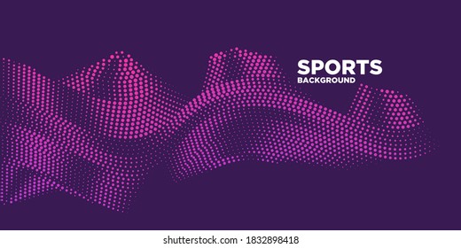Modern colored poster for sports.  Wave with dots created using blend tool - Vector Illustration - Shutterstock ID 1832898418