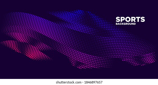 Modern colored poster for sports.  Wave with dots created using blend tool - Vector Illustration