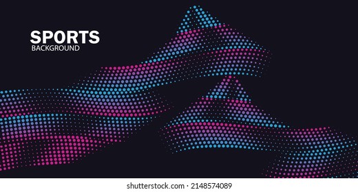 Modern colored poster for sports. Wave with Dots pop art created using blend tool sport style vector illustration.