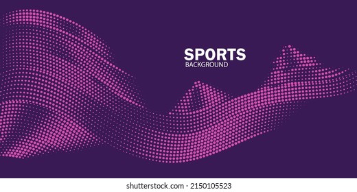 Modern colored poster for sports. Wave with dots created using blend tool. Illustration suitable for design. Vector Illustration 