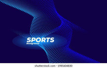 Modern colored poster for sports.Abstract digital wave-particle on blue background. Big data visualization concept. Wave with dots created using blend tool - Vector Illustration