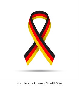 Modern colored ribbon with the German tricolor on white background, vector illustration