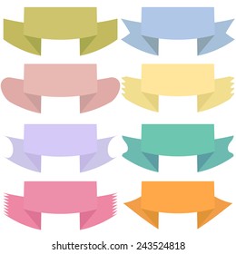 Modern colored ribbons and banners for your text. Isolated on white background. Vector illustration.
