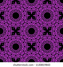 Modern colored seamless lace pattern with abstract geometric flower. Fashion design background for invitation card. illustration.