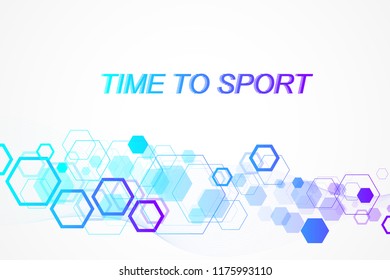 Modern colored sport background. Abstract design with lines, flow wave, hexagon, hex for your design. Sport concept, banner, poster, cover, brochure, web. Vector illustration