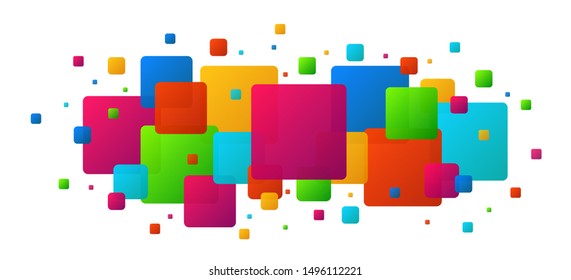 Modern colored squares glitter abstract isolated on white. Colorful particles pattern concept. Background design for presentation, poster, flyer, cover, brochure, banner. Vector Illustration