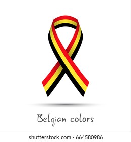 Modern colored vector ribbon with the Belgian tricolor isolated on white background