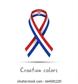 Modern colored vector ribbon with the Croatian tricolor isolated on white background