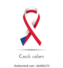 Modern colored vector ribbon with the Czech tricolor isolated on white background