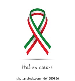 Modern colored vector ribbon with the Italian tricolor isolated on white background