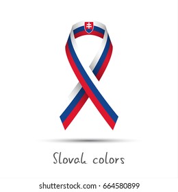 Modern colored vector ribbon with the Slovak tricolor isolated on white background