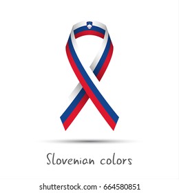 Modern colored vector ribbon with the Slovenian tricolor isolated on white background