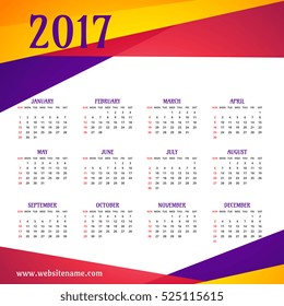 modern colorful 2017 calendar template