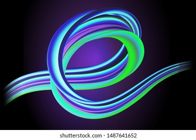 Modern Colorful 3D Flow Dynamic Curved Wave. Abstract Cyber Background with Gradient Line. Creative Artistic Template for Banner, Card, Poster for the Fashion Design. Version Eps10 Vector Illustration