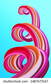 Modern Colorful 3D Flow Dynamic Curved Wave. Conceptual Background with Multicolor Swirl Line. Creative Artistic Template for Banner, Card, Poster for Fashion Design. Version Eps10 Vector Illustration