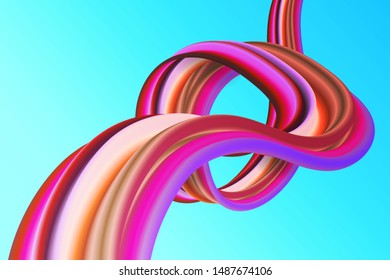 Modern Colorful 3D Flow Dynamic Curved Wave. Conceptual Background with Multicolor Sweet Line. Creative Artistic Template for Banner, Card, Poster for Fashion Design. Version Eps10 Vector Illustration